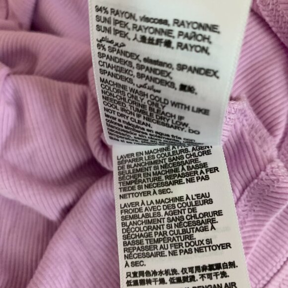 VTG 90s 2000 BEBE Lavender Ribbed Basic Short Sleeve Henley Top Button Purple S - Picture 12 of 12